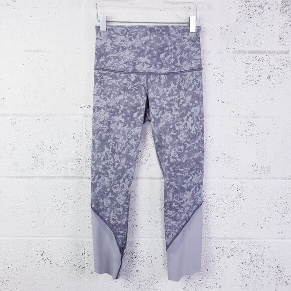 Lululemon Women's 6 Wunder Under Crop Scalloped Hem Gray Roll Down Waist 23"